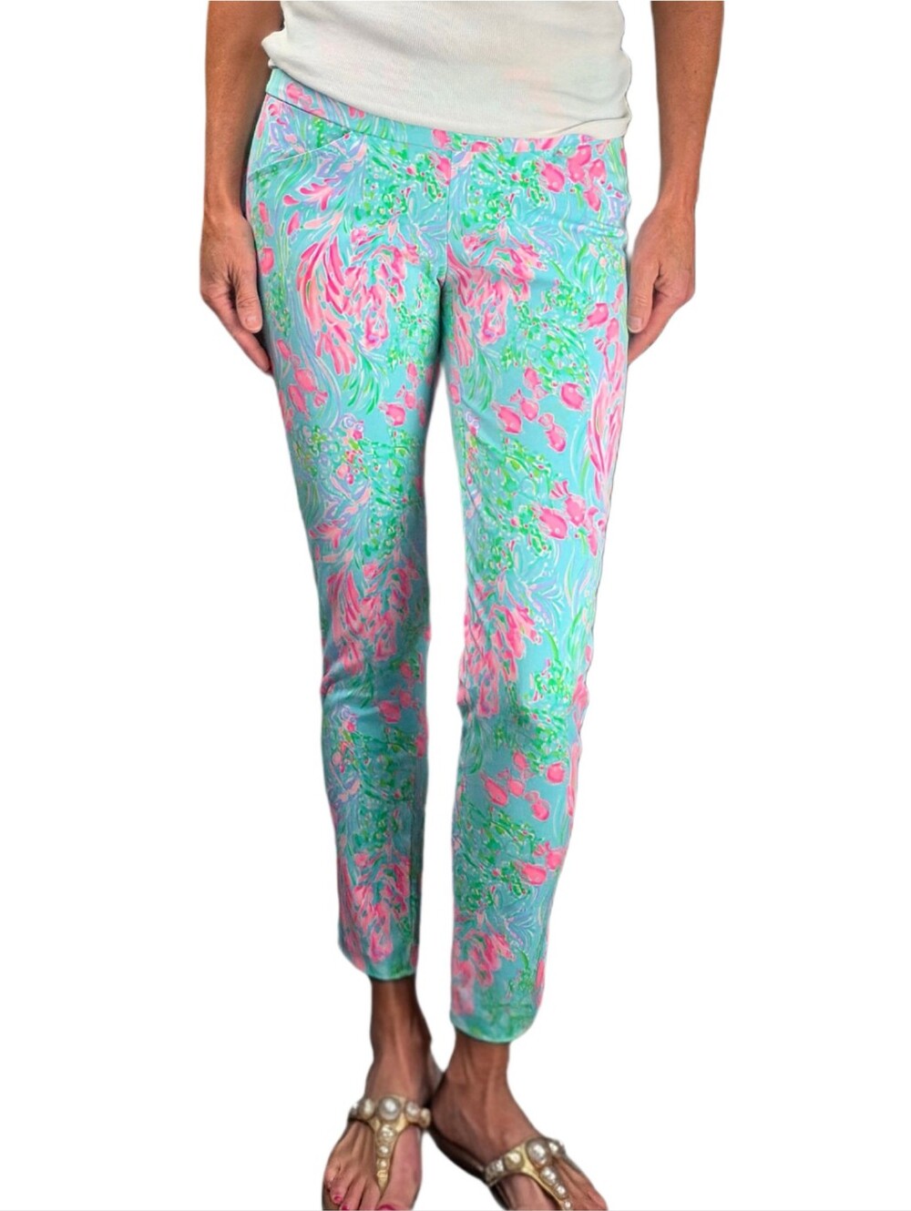 LILLY PULITZER UPF 50+ Luxletic 28" Corso Pant In Amalfi Blue Best Fishes
